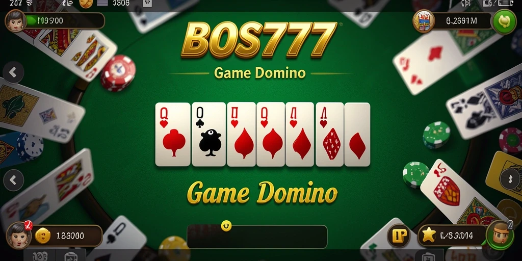 Tampilan gameplay seru dari game Domino BOS777 dengan teman-teman.