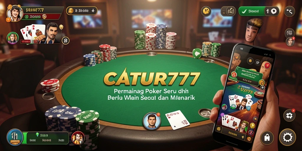 Gameplay seru di CATUR777 dengan pemain poker penuh strategi.