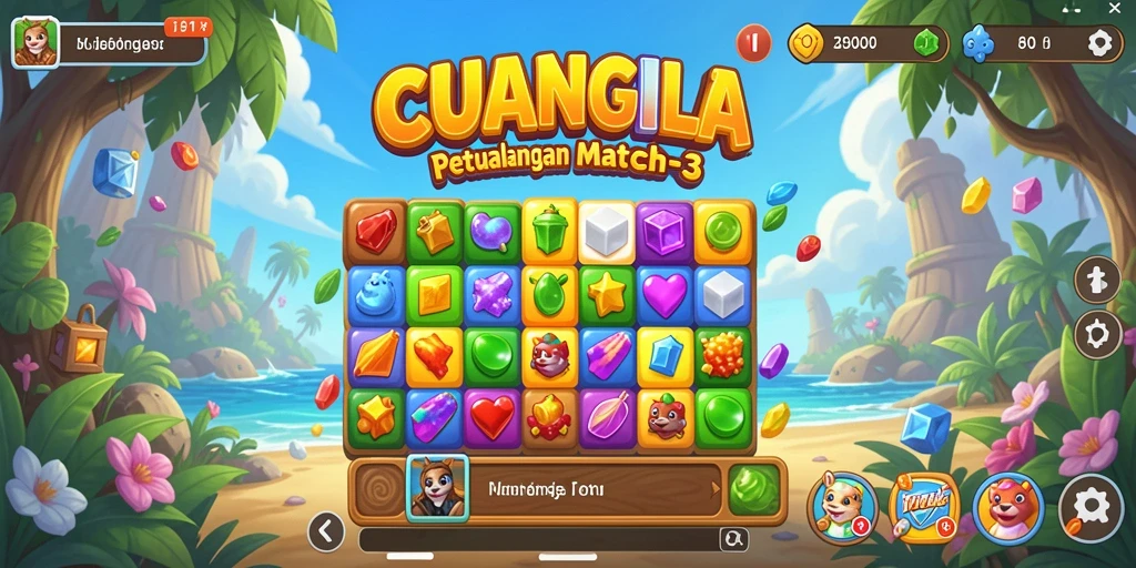 Gameplay seru CUANGILA dengan permata berwarna-warni.