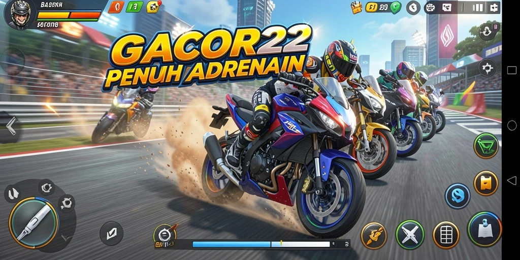 Tampilan gameplay balapan motor yang seru di GACOR22.