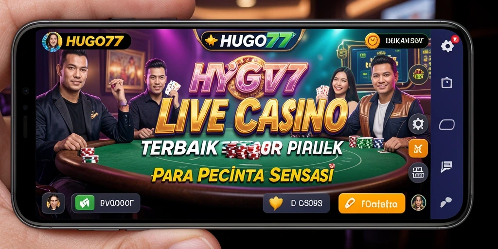 Screenshot HUGO77 menampilkan suasana permainan Live Casino yang seru dan interaktif.
