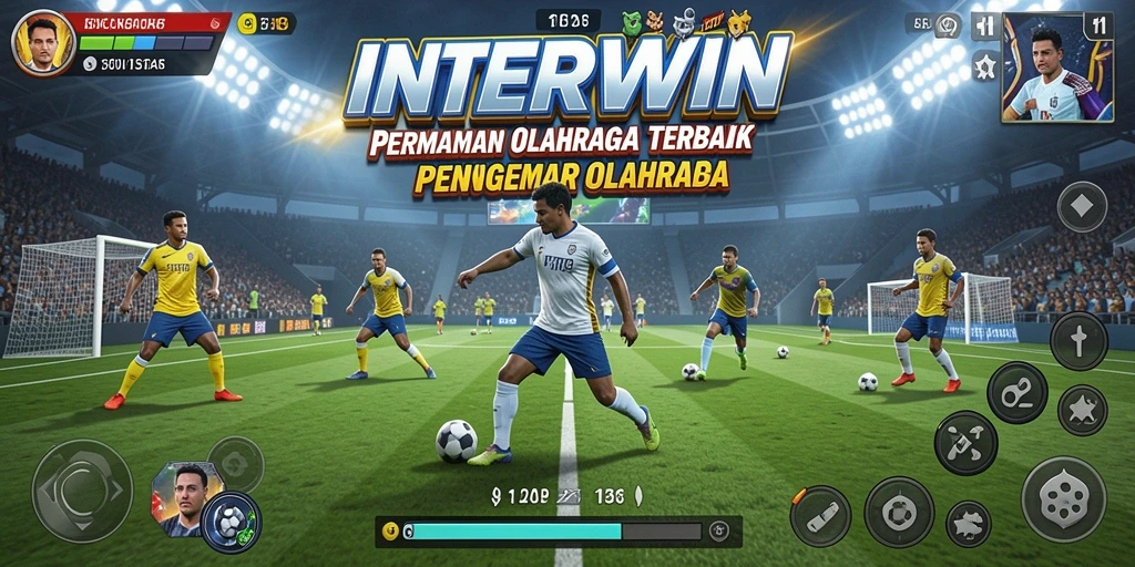 Tampilan utama INTERWIN menampilkan aksi seru dalam berbagai olahraga.