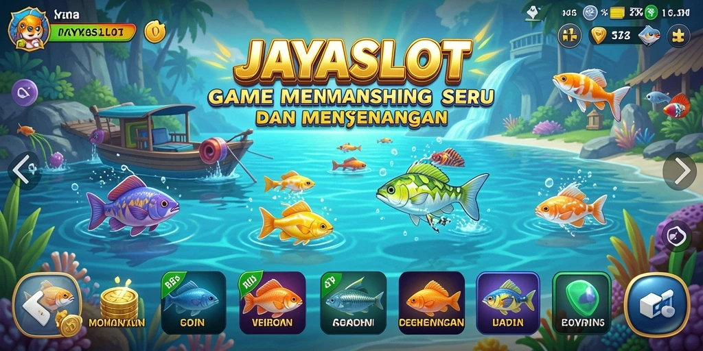 Screenshot menampilkan aksi menangkap ikan yang seru di JAYASLOT.