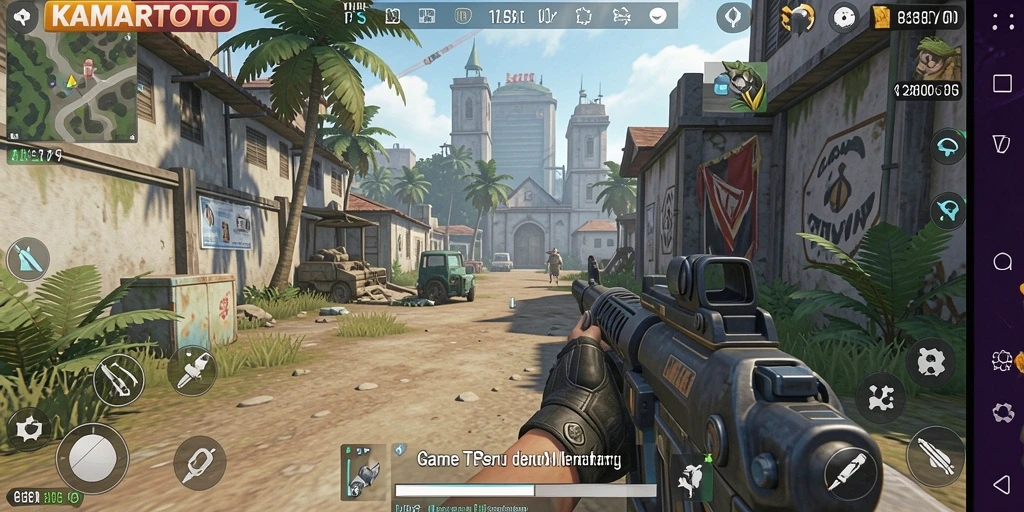 Tangkapan layar utama KAMARTOTO menampilkan aksi intens dalam gameplay TPS.