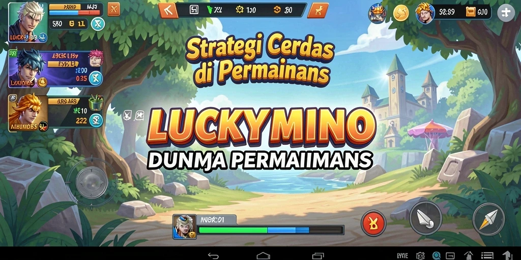 Tampilan gameplay strategis yang penuh aksi di LUCKYMINO.