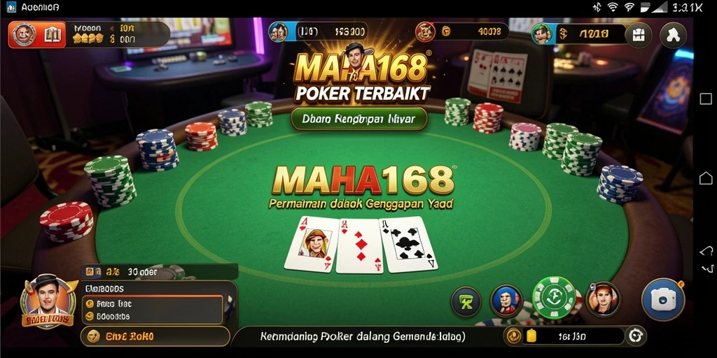 Tampilan menarik dan seru dari gameplay Poker di MAHA168.