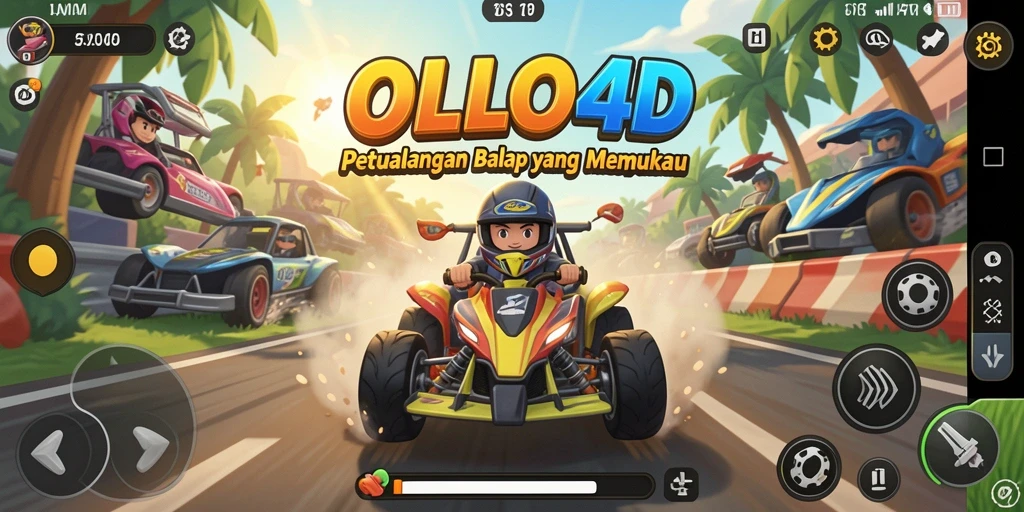 Screenshot gameplay OLLO4D yang menarik dengan trek balapan yang menantang.