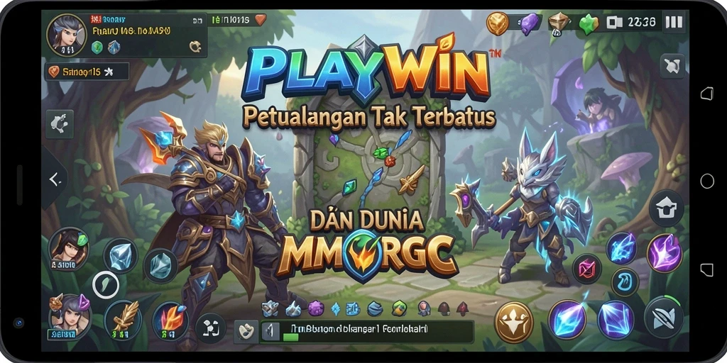 Screenshot utama PLAYWIN menampilkan aksi seru dalam dunia MMORPG.