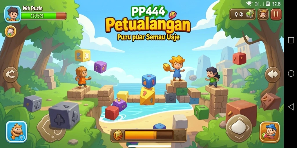 Screenshot gameplay PP444 menunjukkan tantangan puzzle yang menarik dan menyenangkan.