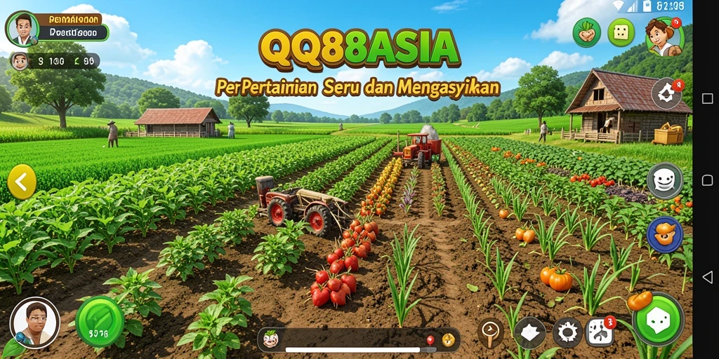 Tampilan menarik dari gameplay pertanian di QQ88ASIA.