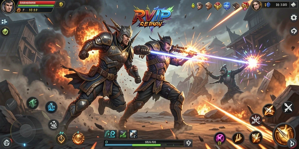 Tampilan seru gameplay RVIP saat pertarungan aksi berlangsung.