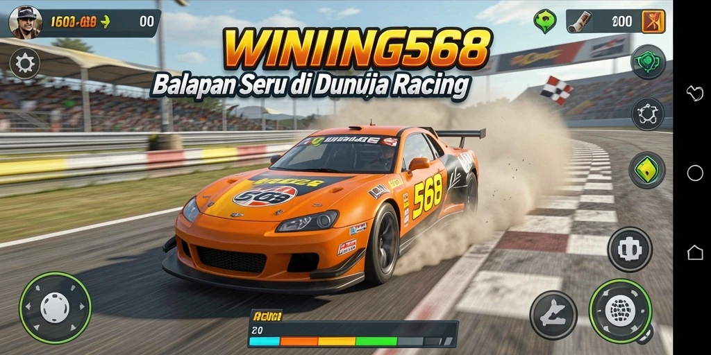 Tampilan gameplay balapan yang menegangkan di WINNING568.